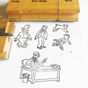 Vintage Smitty Comic Strip Stamps, Herby Scraps & Boss Bailey Rubber Stamps, Stocking Stuffers For Grandpa