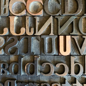 Letras tipográficas vintage de 13/16 pulgadas, alfabeto pequeño en mayúsculas y minúsculas, letreros y refranes personalizados