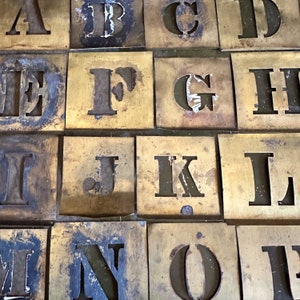 Antique Brass Letter Stencils, Vintage Farmhouse Decor, Available In 7 Sizes, Pick Your Letters & Mix And Match image 1