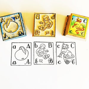 A-Z Vintage Alphabet Picture Stamps, Creative Play For All Ages, Choose Your Stamps