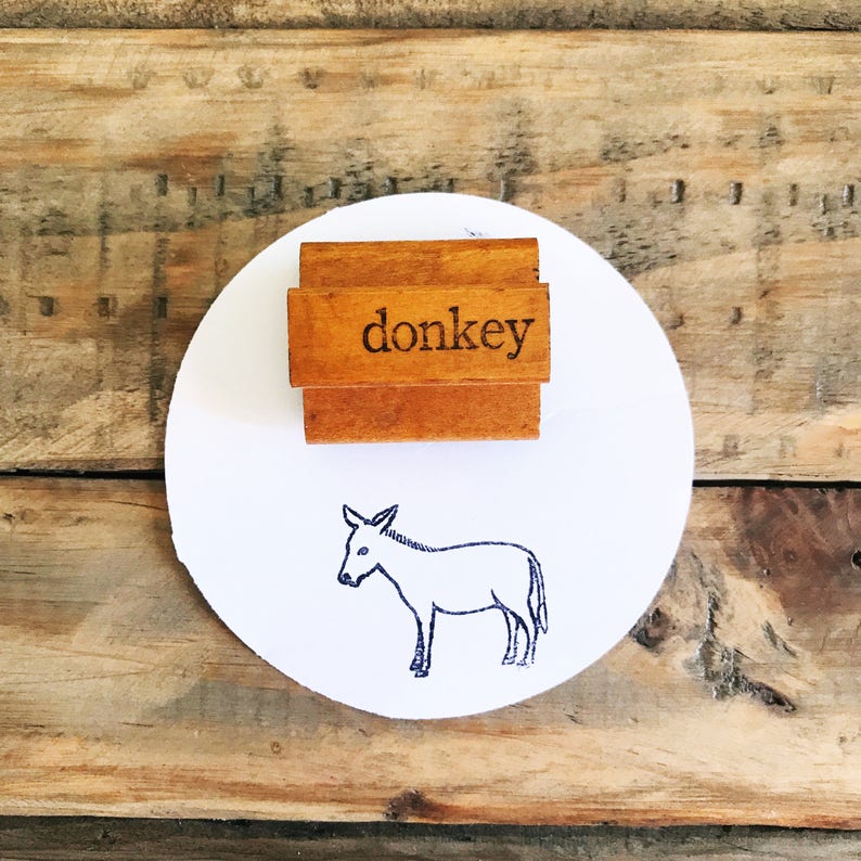 Vintage Donkey Stamp, Rubber Stamps For Planners & Bullet Journals, Gift For Donkey Lover Word label