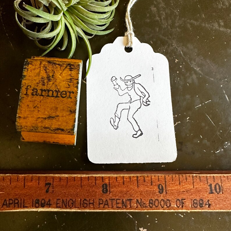 Vintage Dancing Farmer Stamp, Old Rubber Stamps for Junk Journals ...