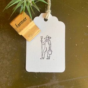 Vintage Farmer Stamp With Holding Pitchfork And Bucket, Rubber Stamps For BUJO Planner, Gift For Crafters