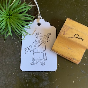 Vintage China Costume Rubber Stamp, Chinese Rubber Stamps For Planners, Bullet Journals & Crafts, Asian History Classroom Museum