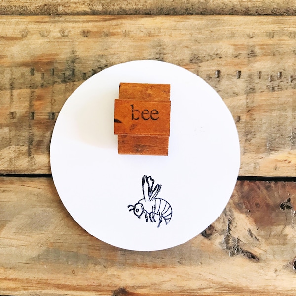 Vintage Wood Rubber Bee Stamp, Eco Friendly Crafts & Hobbies, Bee Keeper Gifts For Entomologist