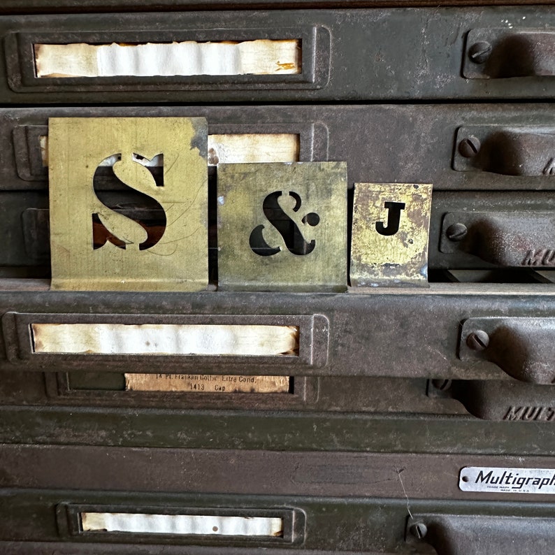 Antique Brass Letter Stencils, Vintage Farmhouse Decor, Available In 7 Sizes, Pick Your Letters & Mix And Match image 3