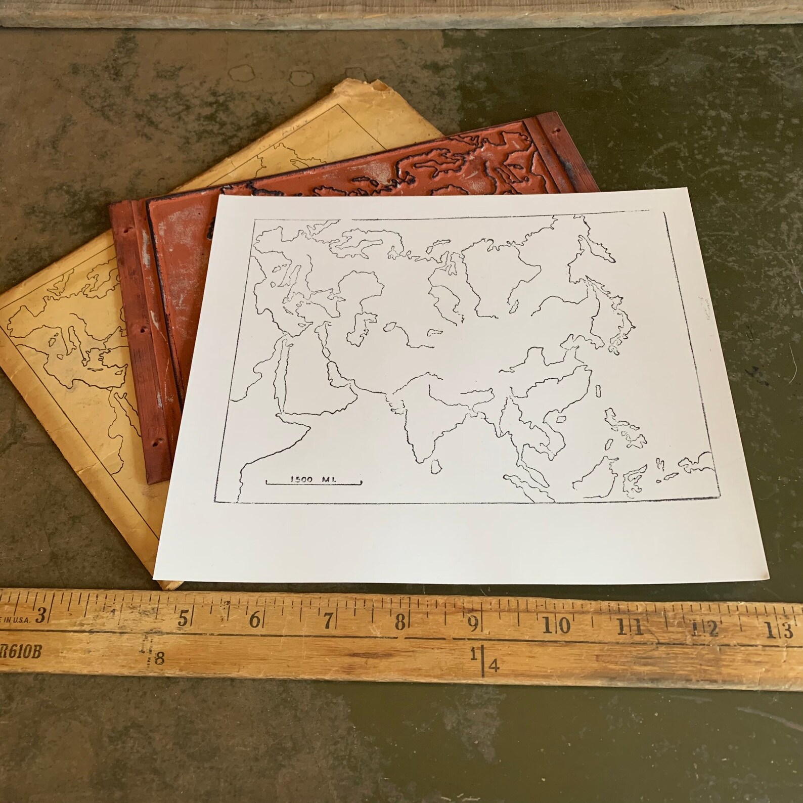 Vintage Asia Continent Map Stamp, Old Rubber Map Stamps, DIY Card ...