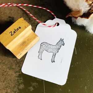 Vintage Zebra Stempel, Geschenk für Safari Liebhaber, Holz & Stempel für DIY Zoo Partys und Geschenkanhänger