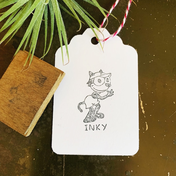 Good Day Cartoon Character Cat Wooden Rubber Stamp - Craft Stamps