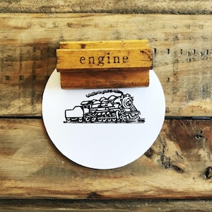Sello de tren vintage, sellos de goma para agendas, bullet journals y manualidades, sellos de madera con motivos de transporte