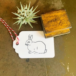 Vintage Wooden Rabbit Stamp, Eater Farmhouse Decor, Bunny Woodland Animal Stamps