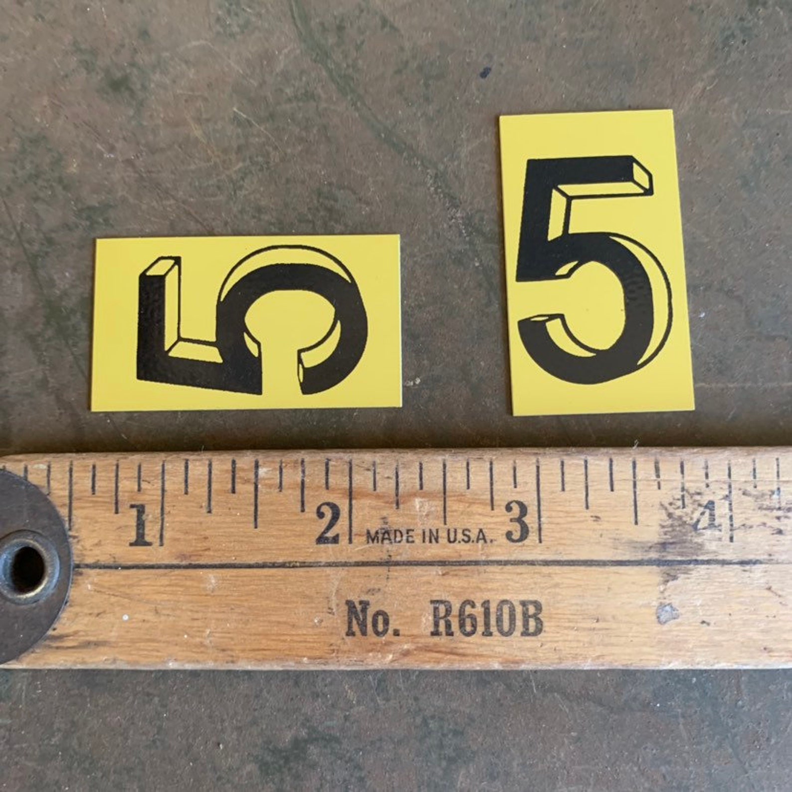 Vintage Black & Yellow Sign Numbers, Small Metal Bulletin Numbers for ...