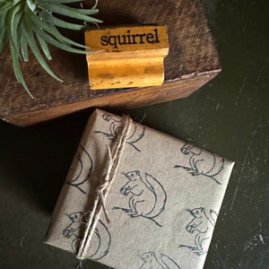 Vintage Eichhörnchen Stempel, Waldtier & Natur Stempel, Holzstempel für Bullet Journals und Planer