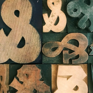 Vintage Letterpress Ampersand, Wood Ampersand, Printer Block, Letterpress Punctuation, Vintage Farmhouse Decor
