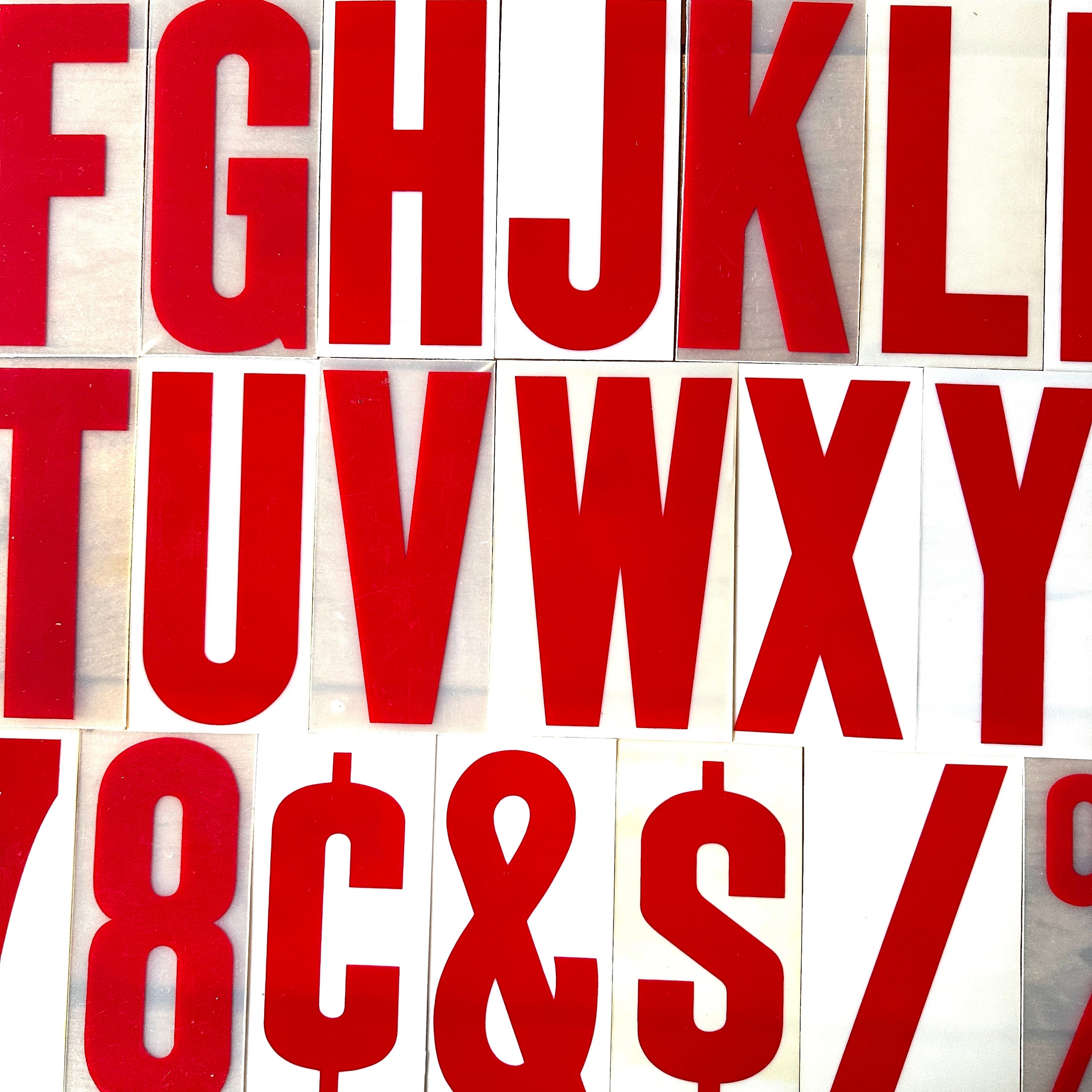 Red Lettering Design Red Vintage Plastic Sign Letters, Industrial Wall Decor (6 1/4