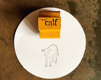 Vintage Calf Rubber Stamp, For Kids Crafts Or Bullet Journals, Gift For Baby Farm Animal Lover