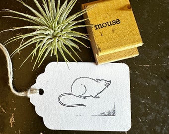 Vintage Mouse Rubber Stamp, Wood Stamps For Happy Mail & Creating, Self Care Hobbies And Gifts