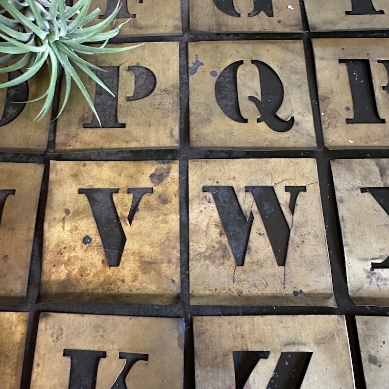 Antique Brass Letter Stencils, Vintage Farmhouse Decor, Available In 7 Sizes, Pick Your Letters & Mix And Match image 4