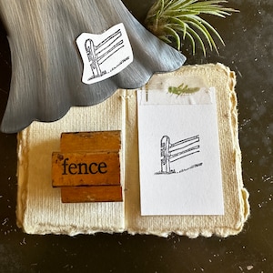 Vintage Fence Stamp, Farm Scenes Kids Crafts Supplies, Wood Handled & Rubber Stamps For BUJO Bullet Journals