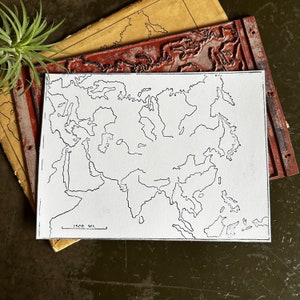 Timbro mappa continente Asia vintage, vecchi timbri mappa in gomma, forniture per la creazione di biglietti fai da te