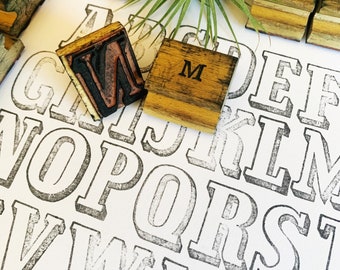 Choose Your Stamps | Large Vintage Alphabet Stamp Serif & Outline Style, A B C Monogram Letters Snail Mail Craft Supplies