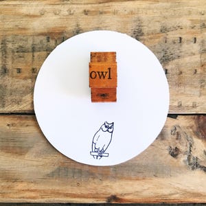 Tampon hibou vintage pour les amoureux des oiseaux et de la nature, marouflage sur bois, tampons pour carnets et agendas indésirables