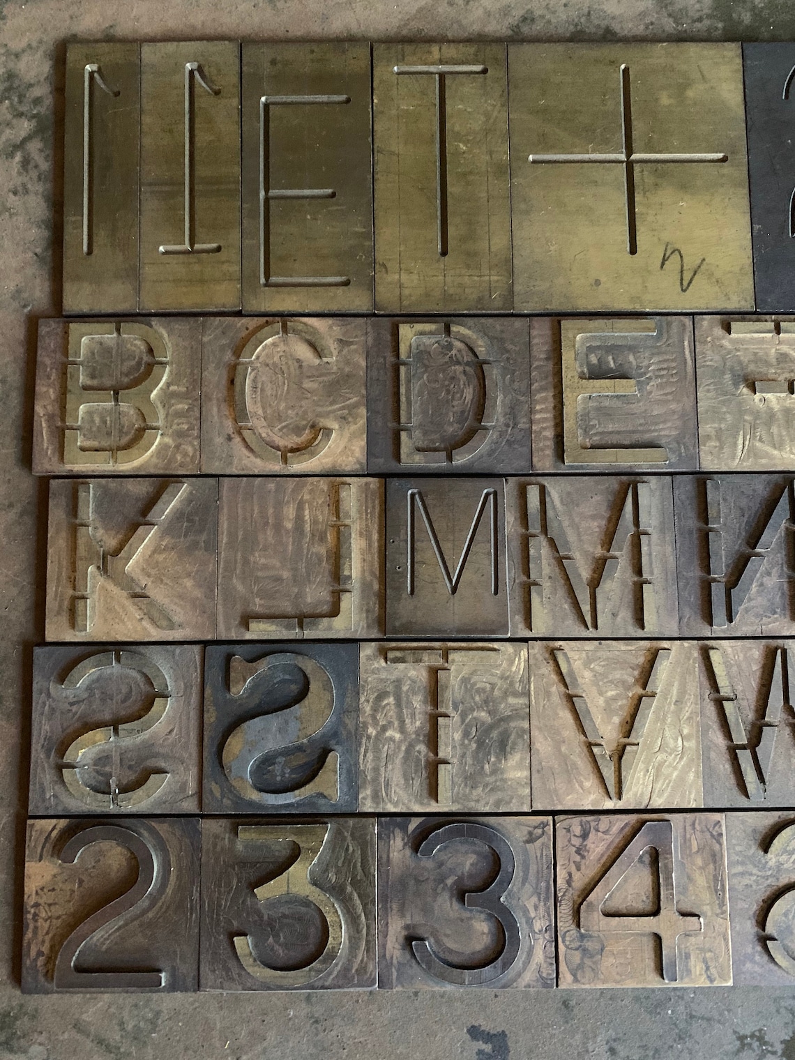 Small Vintage Brass Letters & Numbers Brass Engraving Plates Etsy