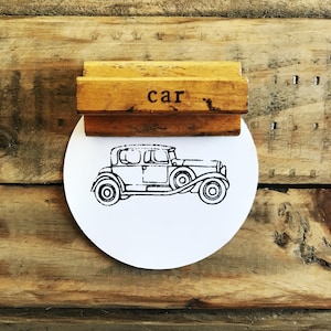 Vintage 1930er Jahre Autostempel, antiker Bentley oder Ford Automobilstempel, Geschenk für Autoshow-Enthusiasten