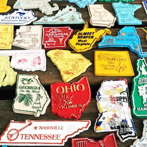 A-N State Magnets, Vintage Collectible & Home State Gifts, Magnet Collection, Refrigerator Magnets For Vintage Decor