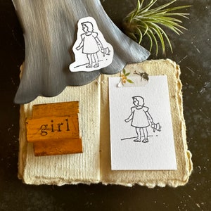 Sello de niña vintage, invitaciones y recuerdos de fiesta DIY para baby shower, suministros para bullet journal y tarjetas.