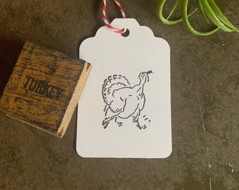 Running Turkey Stamp, Vintage Rubber Thanksgiving Stamps, DIY Friendsgiving Party Supplies