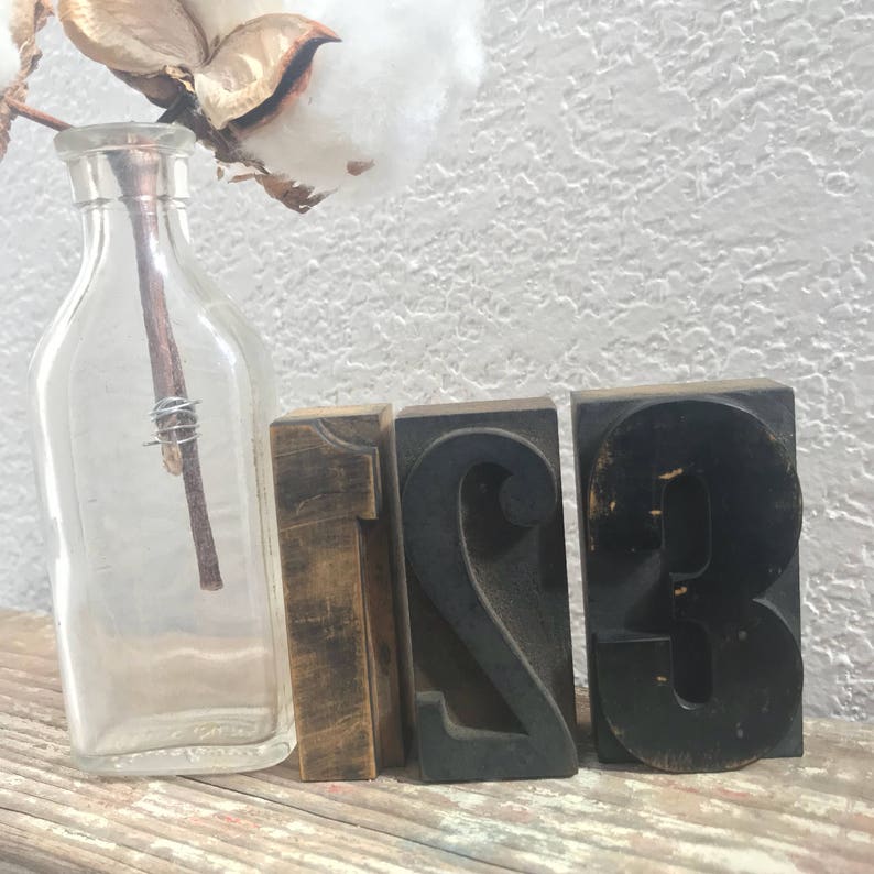 Vintage 2.5 Inch Wood Number, Letterpress Print Block, Varied Fonts image 3