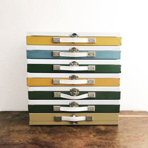 Vintage Industrial Boxes / Pick Your Color / Industrial Storage / Industrial Decor / Vintage Storage / Metal Box / Slides Box / Vintage Box