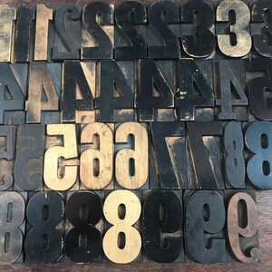 Vintage 2.5 Inch Wood Number, Letterpress Print Block, Varied Fonts image 2