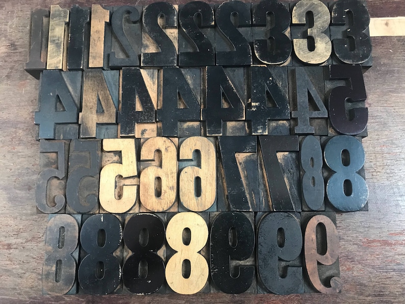 Vintage 2.5 Inch Wood Number, Letterpress Print Block, Varied Fonts image 2