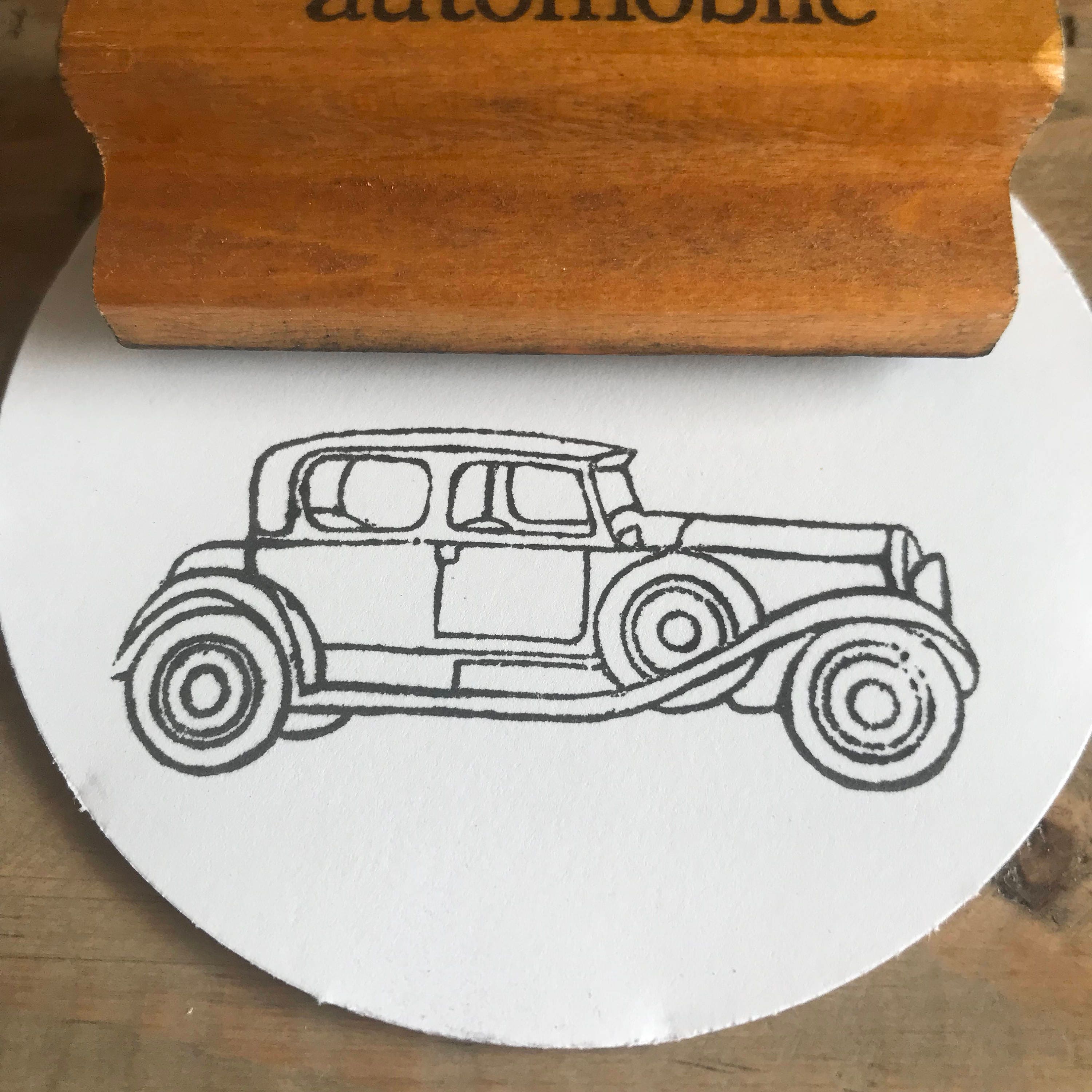 Vintage Automobile Stamp Automobile Stamp Wooden Automobile Etsy