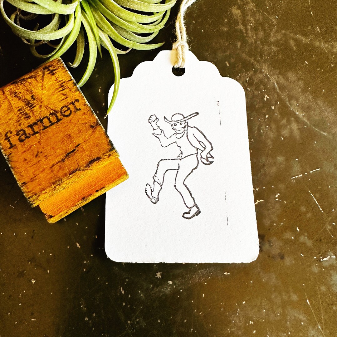 Vintage Dancing Farmer Stamp, Old Rubber Stamps for Junk Journals ...
