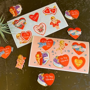 Vintage Valentine&#39;s Day Dennison Labels, Self-Care Journaling Supplies, Stickers & Seals For Happy Mail Decorating