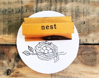 Vintage Rubber Nest Stamp, Gift For Nature Or Bird Lover, Bullet Journal Supplies