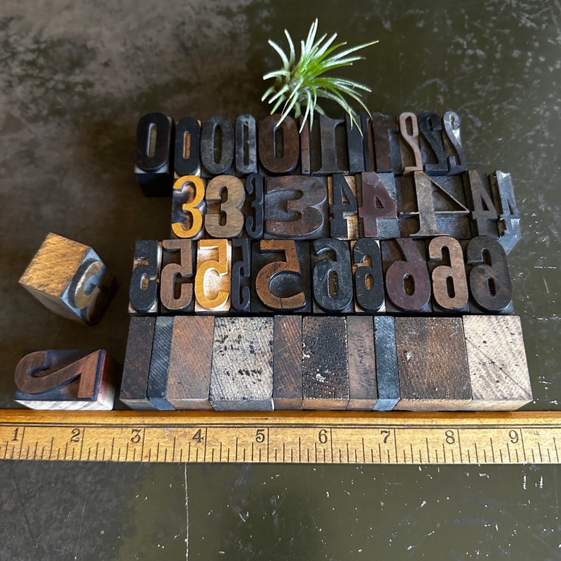 1 5/16 Inch Pick Your Letterpress Number, Personalized Gift, Vintage Letterpress, Old Wood Number, Vintage Type, Wedding Date Day image 8