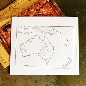 Selo de mapa do continente australiano vintage, carimbos de borracha de mapa, suprimentos de decoração de cartão de correio feliz