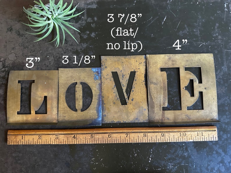 Antique Brass Letter Stencils, Vintage Farmhouse Decor, Available In 7 Sizes, Pick Your Letters & Mix And Match image 8