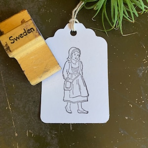 Vintage Sweden Costume Rubber Stamp, Swedish Rubber Stamps For Planners, Bullet Journals & DIY Crafts