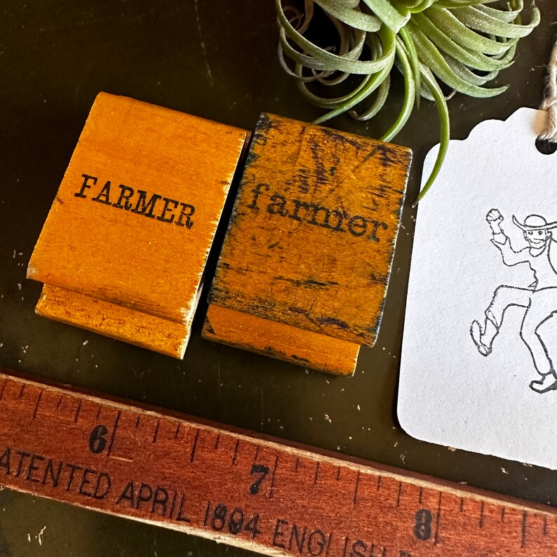 Vintage Dancing Farmer Stamp, Old Rubber Stamps for Junk Journals ...