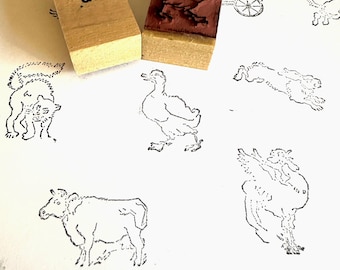 Sellos vintage de animales de granja, regalo para amantes de la granja, sellos y materiales para diario