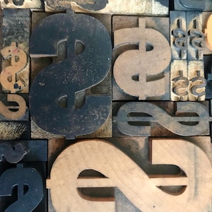 Letterpress Dollar Sign, Dollar Sign, Vintage Letterpress, Dollar Sign Letterpress, Wood Dollar Sign, Dollar Symbol