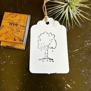 Vintage Baum Stempel mit Gras & Vögel, Stempel für Herbst Basteln, Einzigartige Party Bag Stuffer