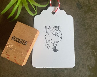 Vintage Rooster Rubber Stamp, Farm Animals DIY Party Theme, Junk Journal & Planner Supplies