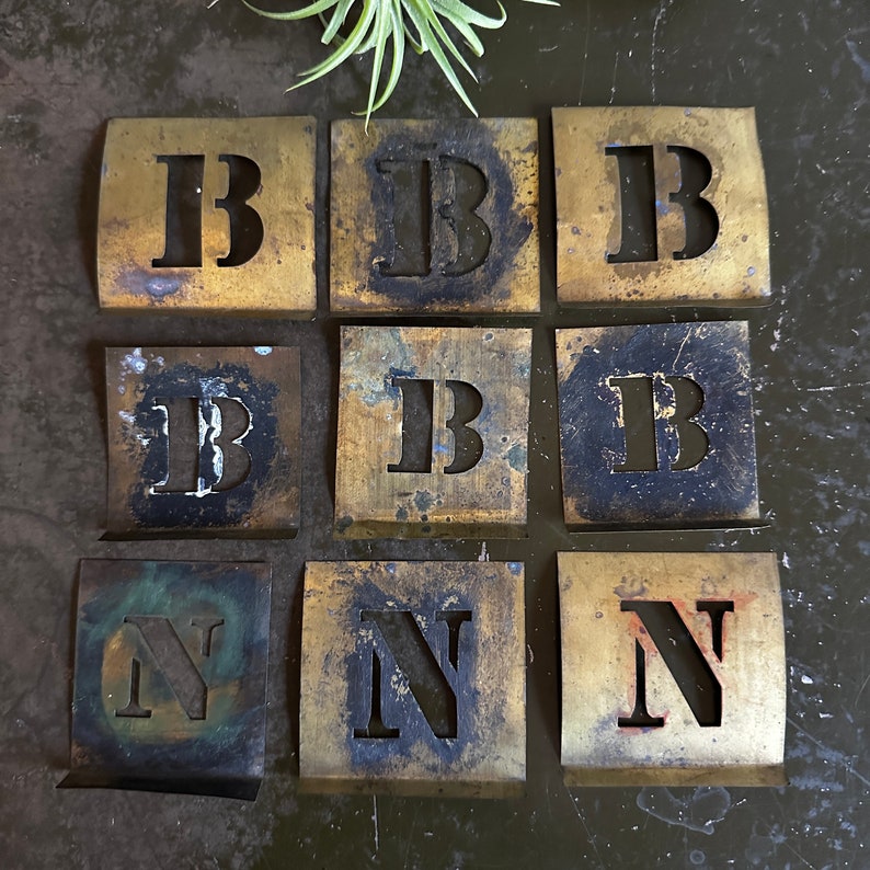 Antique Brass Letter Stencils, Vintage Farmhouse Decor, Available In 7 Sizes, Pick Your Letters & Mix And Match image 6