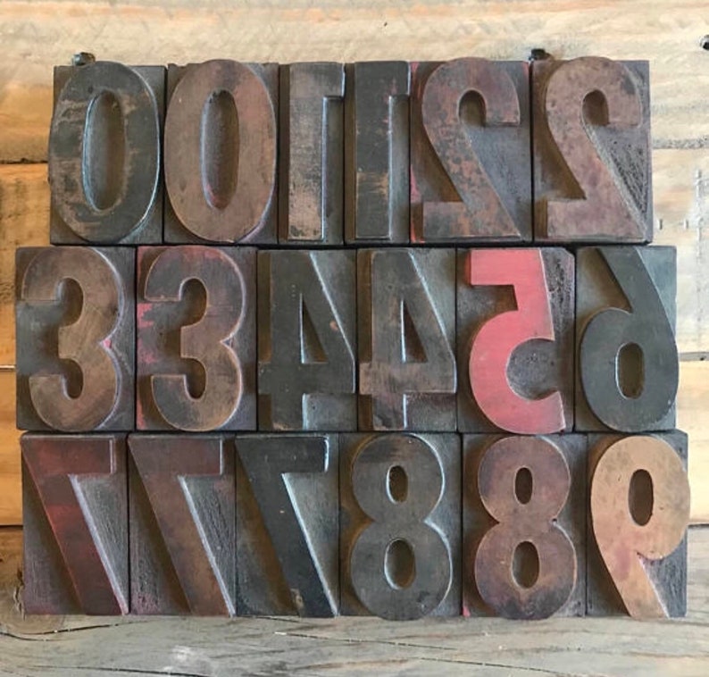 Vintage 2.5 Inch Wood Number, Letterpress Print Block, Varied Fonts image 4